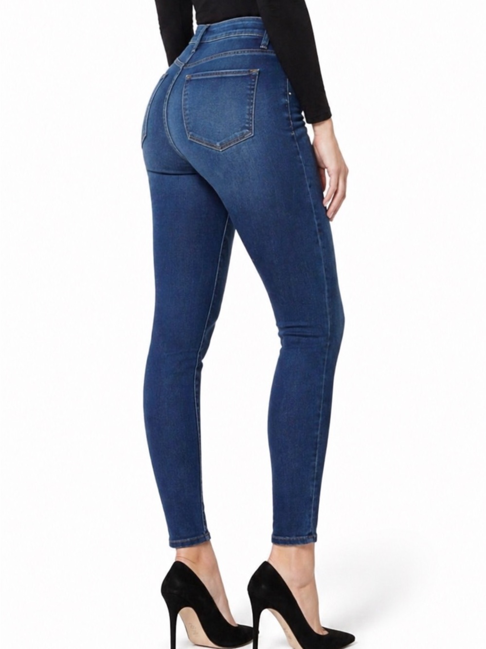 Good American Good Waist High Rise Skinny Crop Jeans Blue Stretchy Denim Size 10